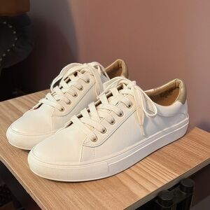 LOFT White and Rose Gold Sneakers Minimalist Design